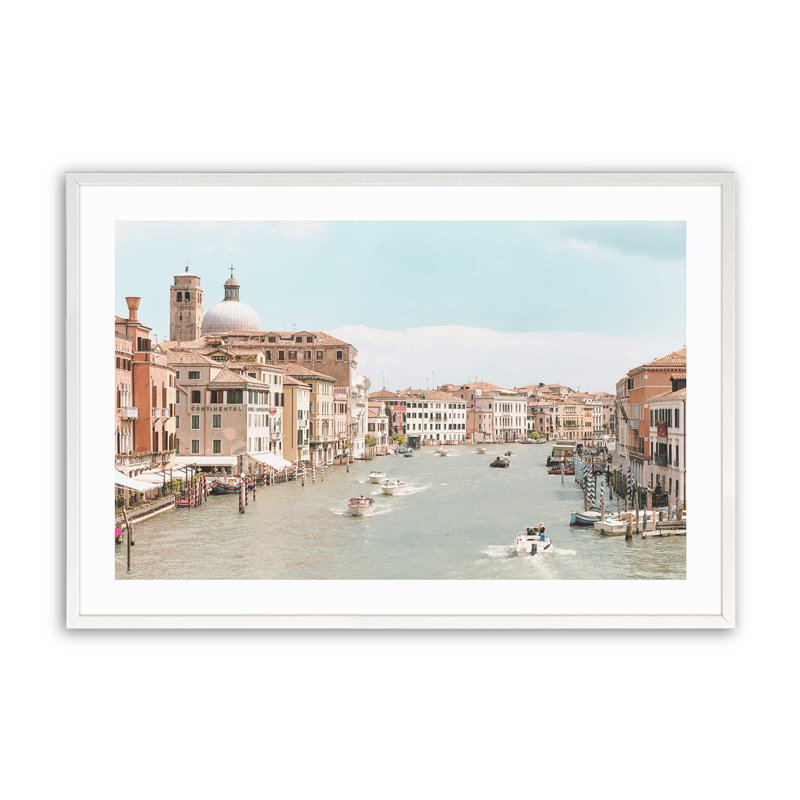 A Venetian Voyage Print, 9" H x 11" W x 1.25" D, Opaque White Framed