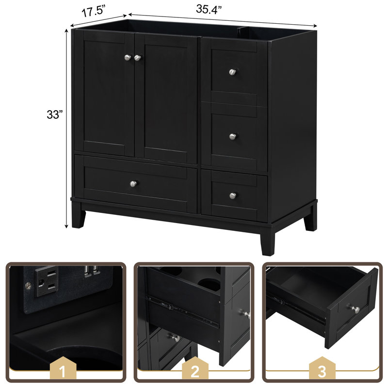 Meuble-lavabo vert (lavabo non inclus), Noir