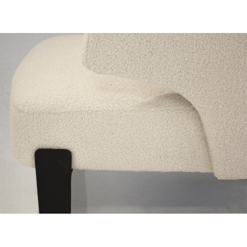 Chaise avec accoudoirs à 4 pieds Rancho Teddy, crème