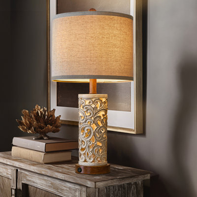 Friona 22 "traditional resin desk lamp with night light and USB,for bedroom hallway and living room