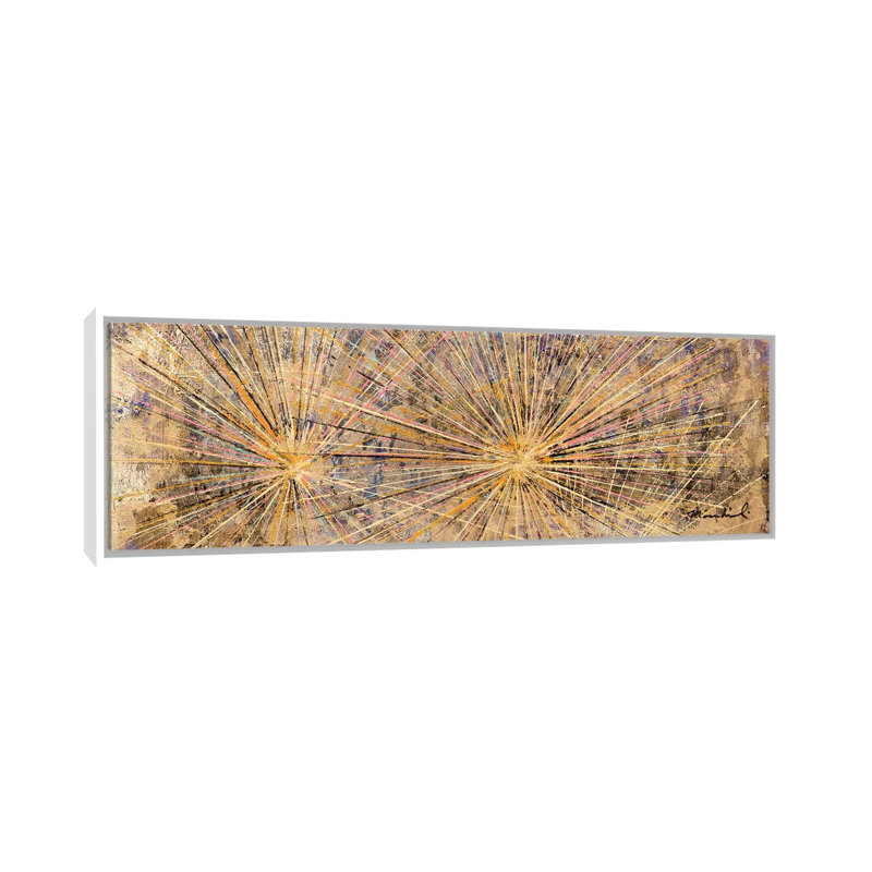 Silver Cholla - Panoramic Painting on Canvas, White Framed, 30.48 cm H x 91.44 cm W