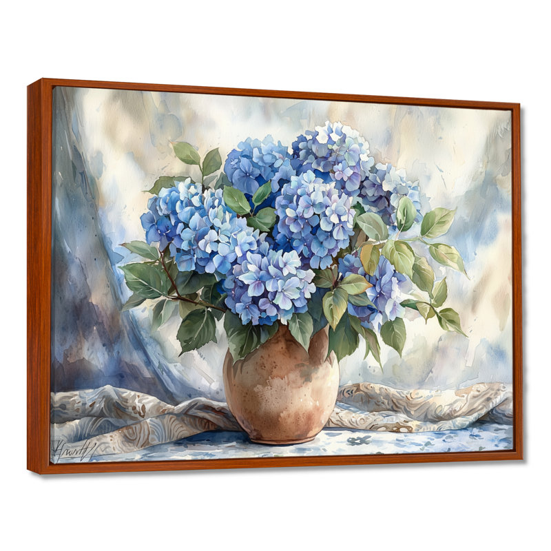 Ikshan hortensias dans un décor de rêve II - hydrangées grand art mural, H 30 po x l 40 po, Impression encadrée flottante