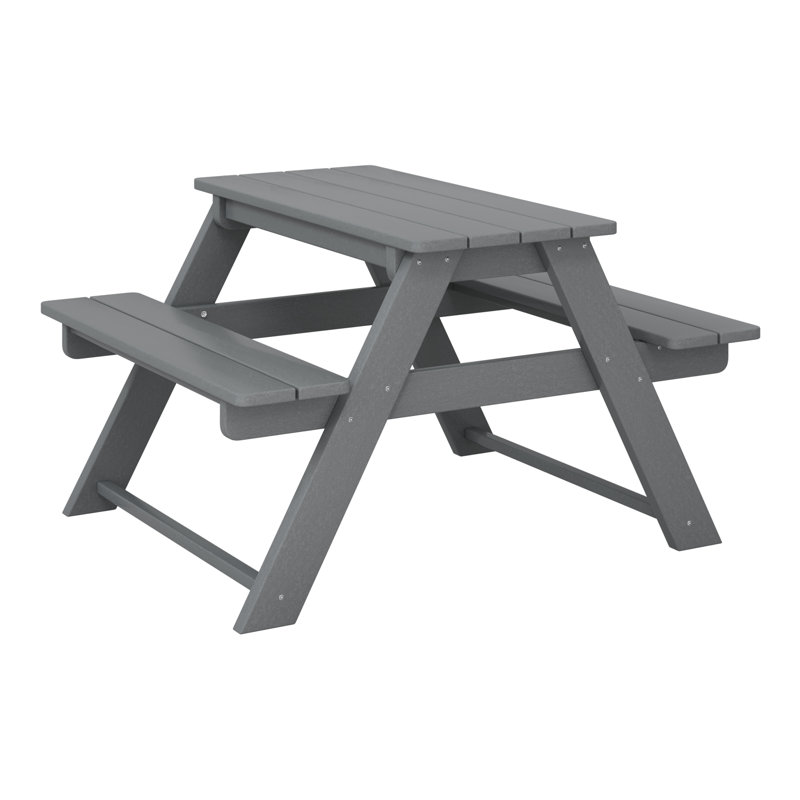 Kids Outdoor Poly Picnic Table, Gray