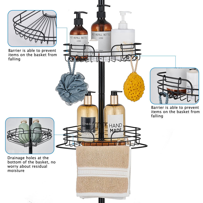 Stainless Steel Shower Caddy, Black