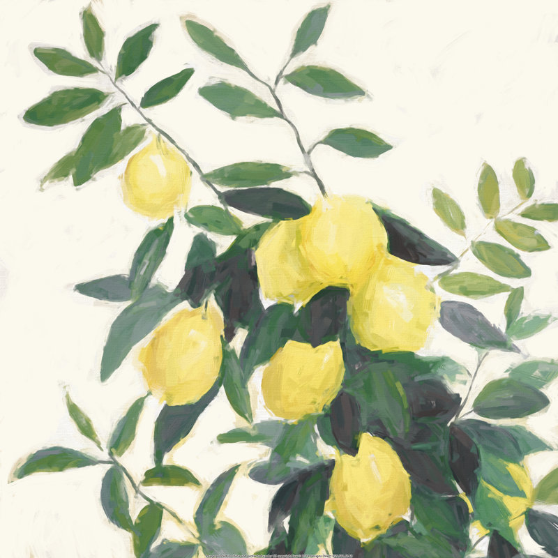 Painterly Lemon Square - Wrapped Canvas Painting, 30cm H x 30cm W x 3.8cm D