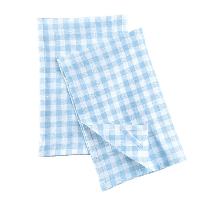 Gingham Check - 100% Pure Linen Kitchen Towels, Blue Bell