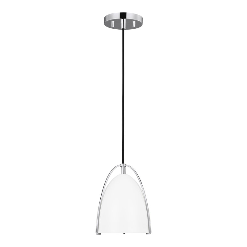 Luminaire suspendu conique à 1 lumière Nikki, Chrome, Blanc, H 7,5 po x l 6,25 po x l 6,25 po