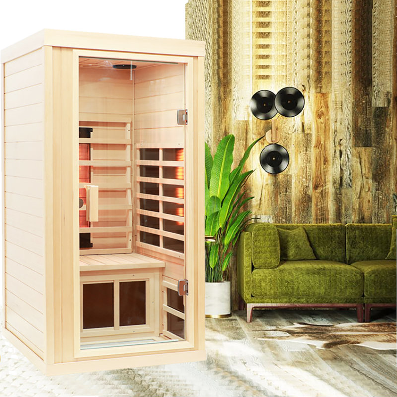 Marlow Home Co. Alayana 1 - Person Bluetooth Compatible FAR Infrared Sauna with Remote Control in Hemlock