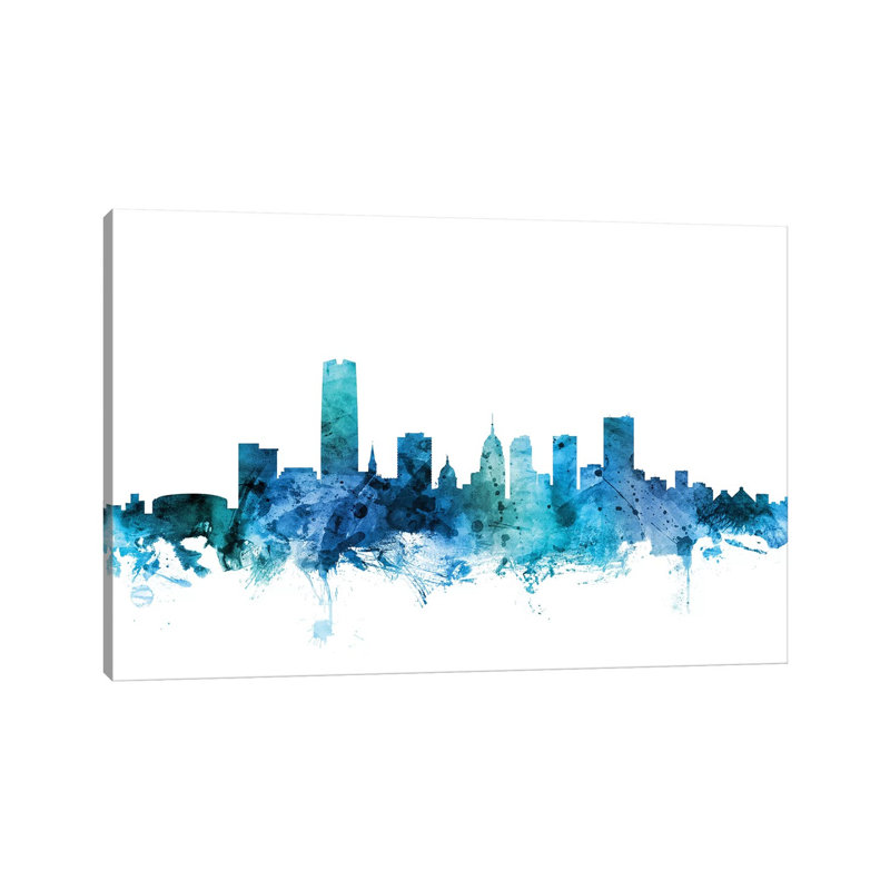 Oklahoma City Skyline by Michael Tompsett - 1 Piece Wrapped Canvas Wall Art, 30.48 cm H x 45.72 cm W