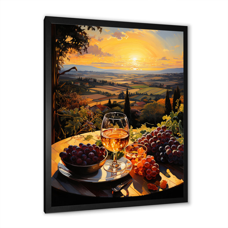 «French Vineyard Symphony Pointillism III», art mural sur toile, H 40 po x l 30 po x P 1,5 po, Cadre photo noir