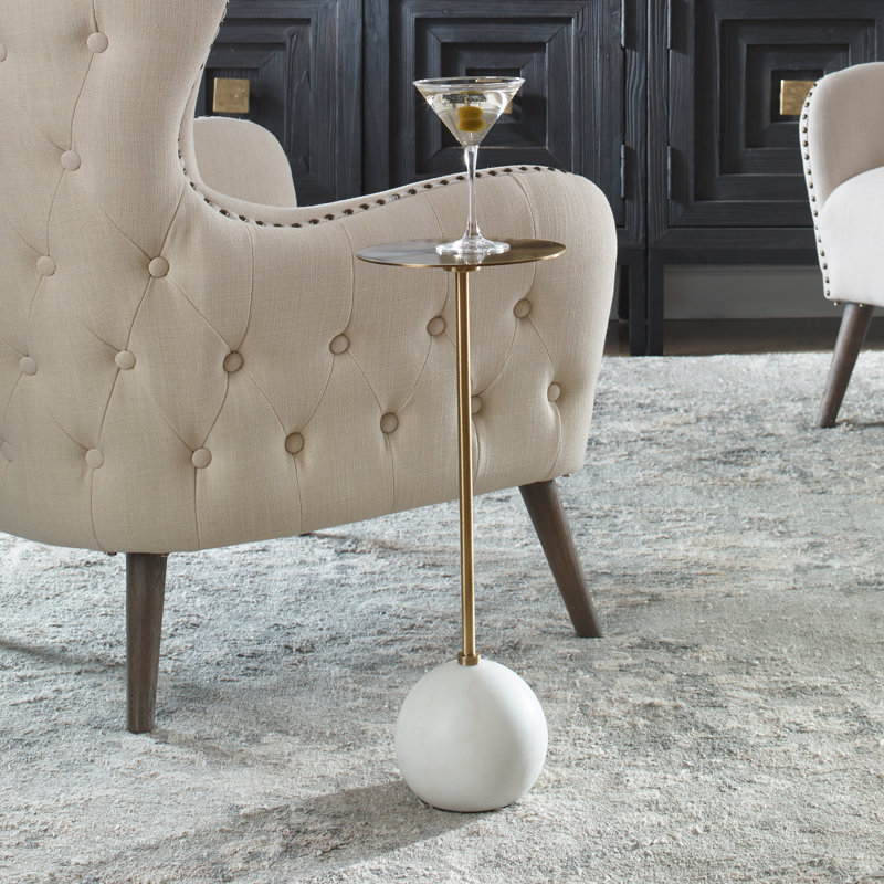 Chaniece End Table, Brushed Brass/White