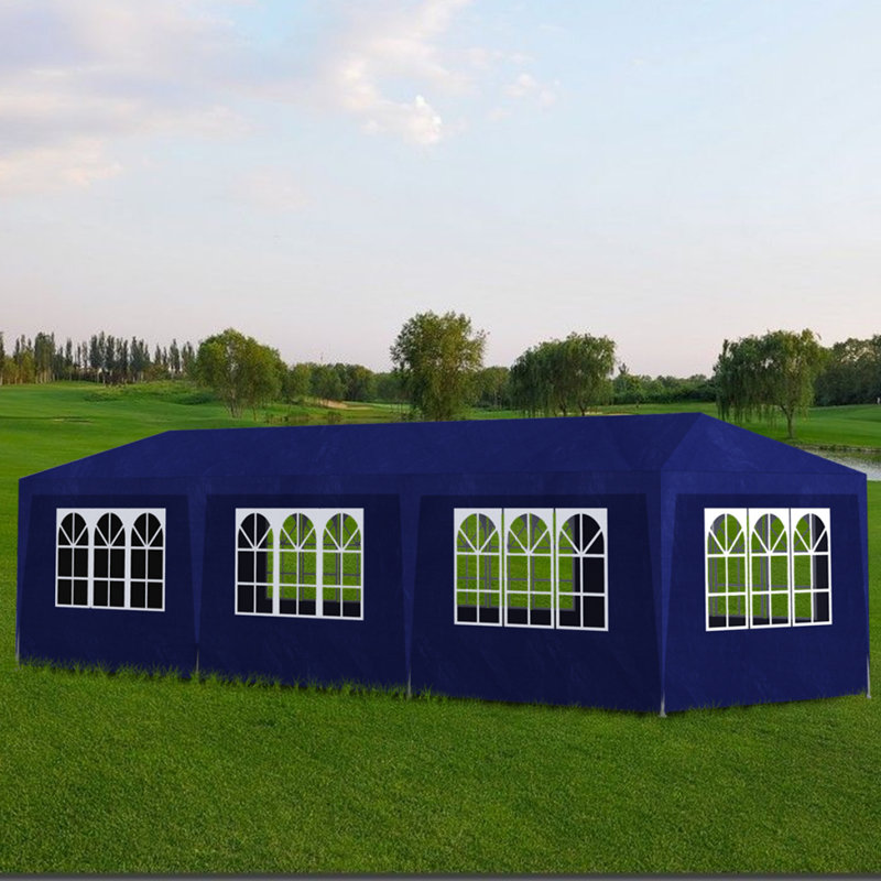 vidaXL Party Tent Blue Polyethylene Large Water-resistant materials, Blue, 10 ft x 30 ft