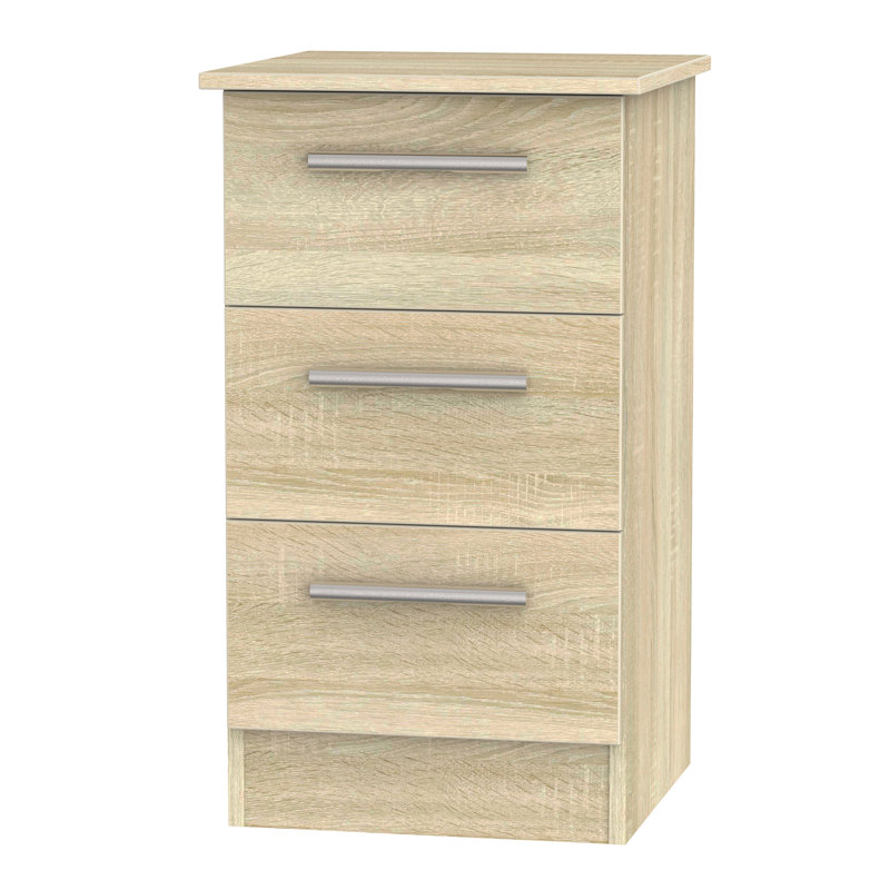 Fully Assembled Chesler 3 Drawer Bedside Table