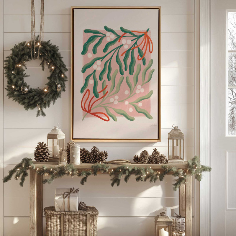 «Christmas Greenery I», reproduction sur toile, Cadre noir, 18.75" H x 12.75" W x 1.75" D