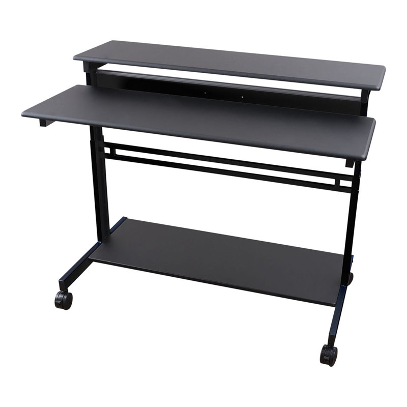Adjustable Metal Base Standing Desk, 46.1" H x 47.25" W x 28.8" D, Black/Black