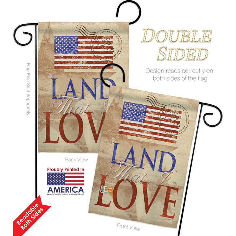 Terre que j’adore i love americana patriotique, impression en polyester de 2 côtés 19 po x 13 po ensemble de drapeau