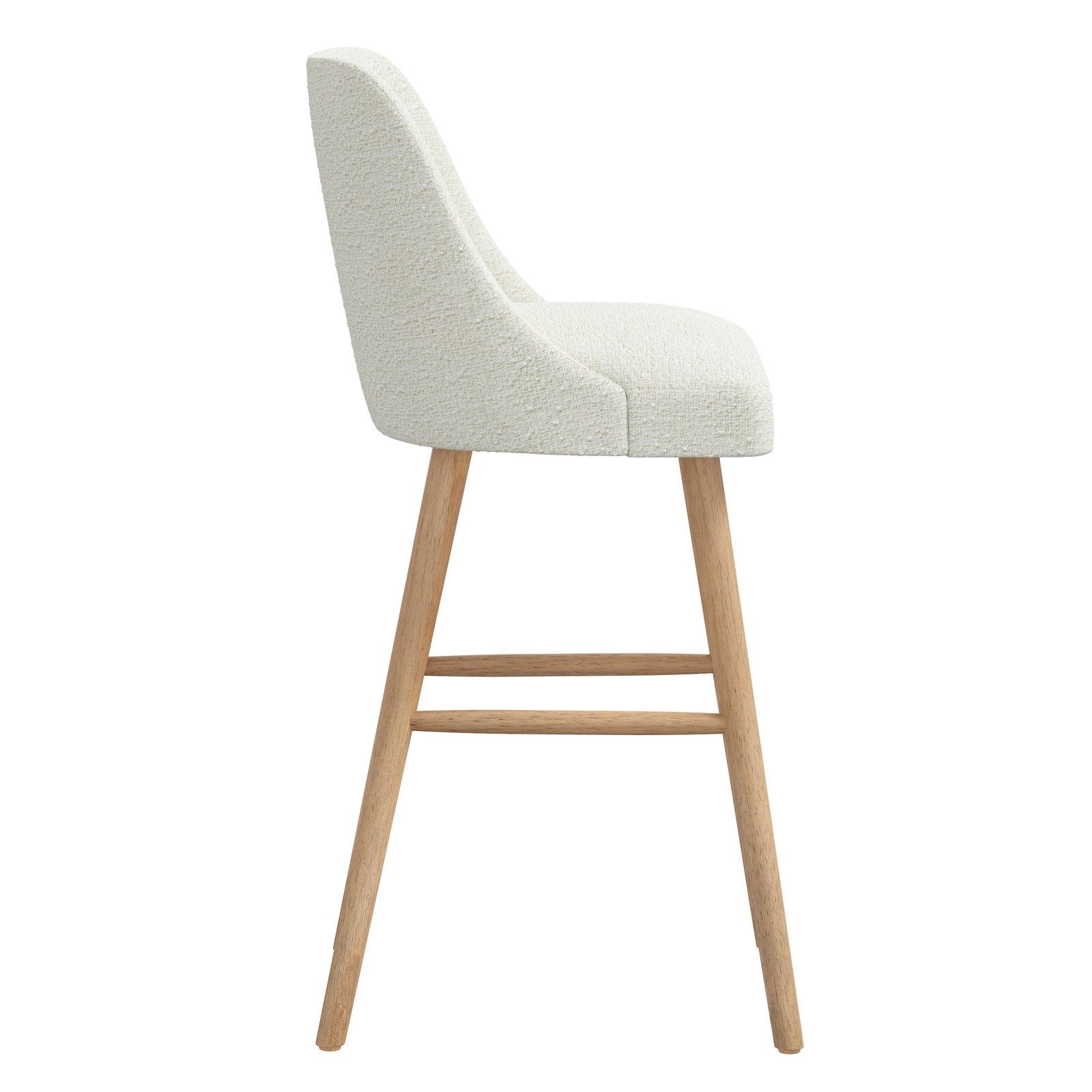 Gallie Mid-Century Modern Stool, Bar Stool (31” Seat Height), White, Natural