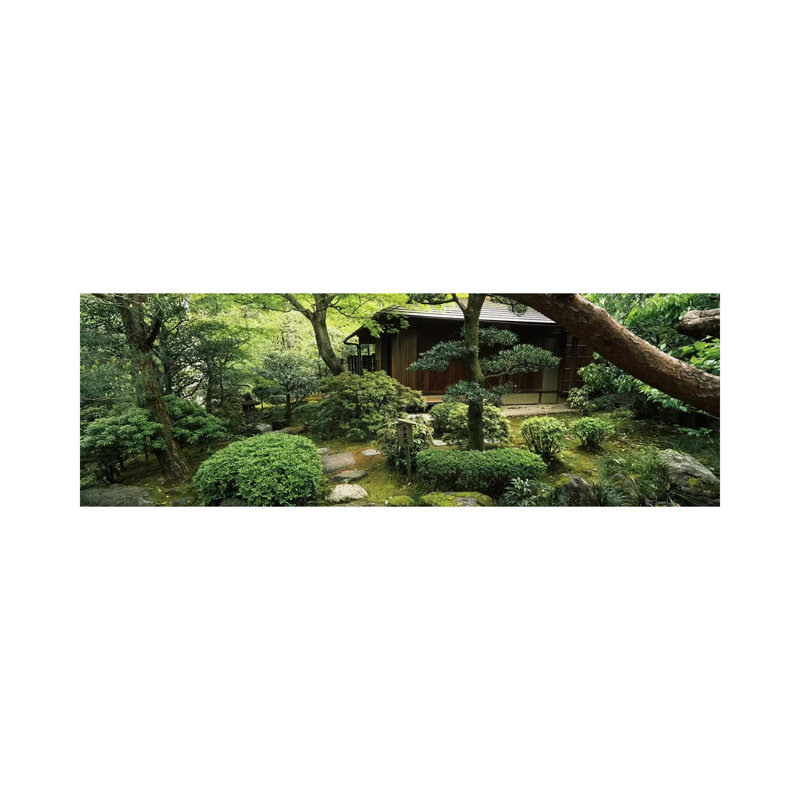 Temple in a Garden, Yuzen-En Garden, Chion-In, Higashiyama Ward, Kyoto, Kyoto Prefecture, Kinki Region, Honshu, Japan 1 Piece Wrapped Canvas Panoramic Wall Art