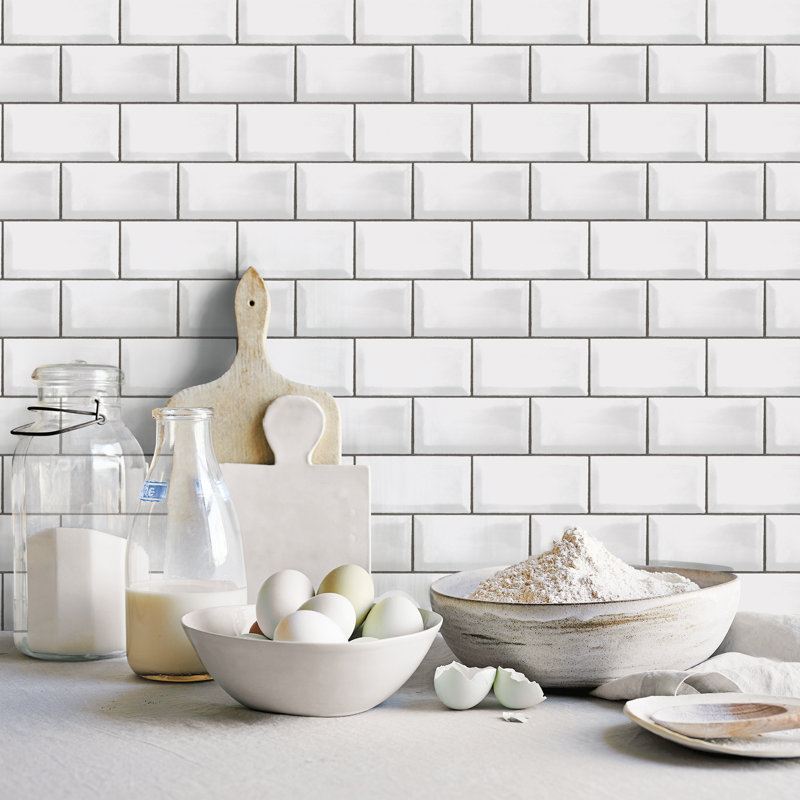 Labanna Metro Tile 10m X 53cm Wallpaper Roll, White/Black