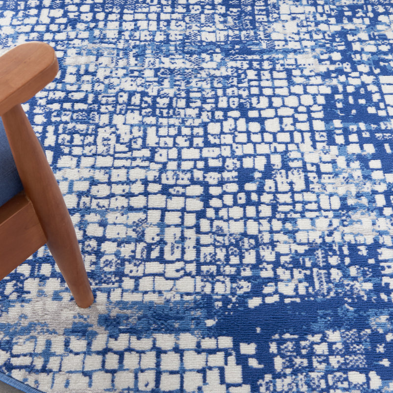 Tapis bleu/blanc, Rectangle 7 pi x 10 pi