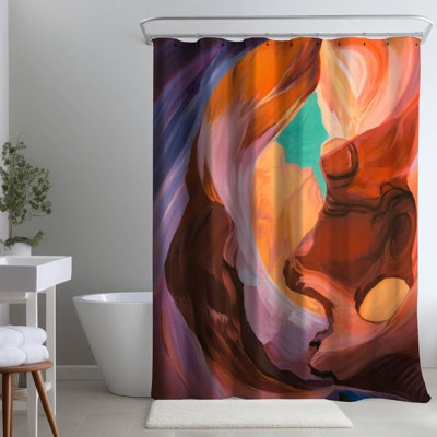 Inside View of Antelope Canyon – Polyester Shower Curtain, Dye Sublimation Print, 71" W × 74" L