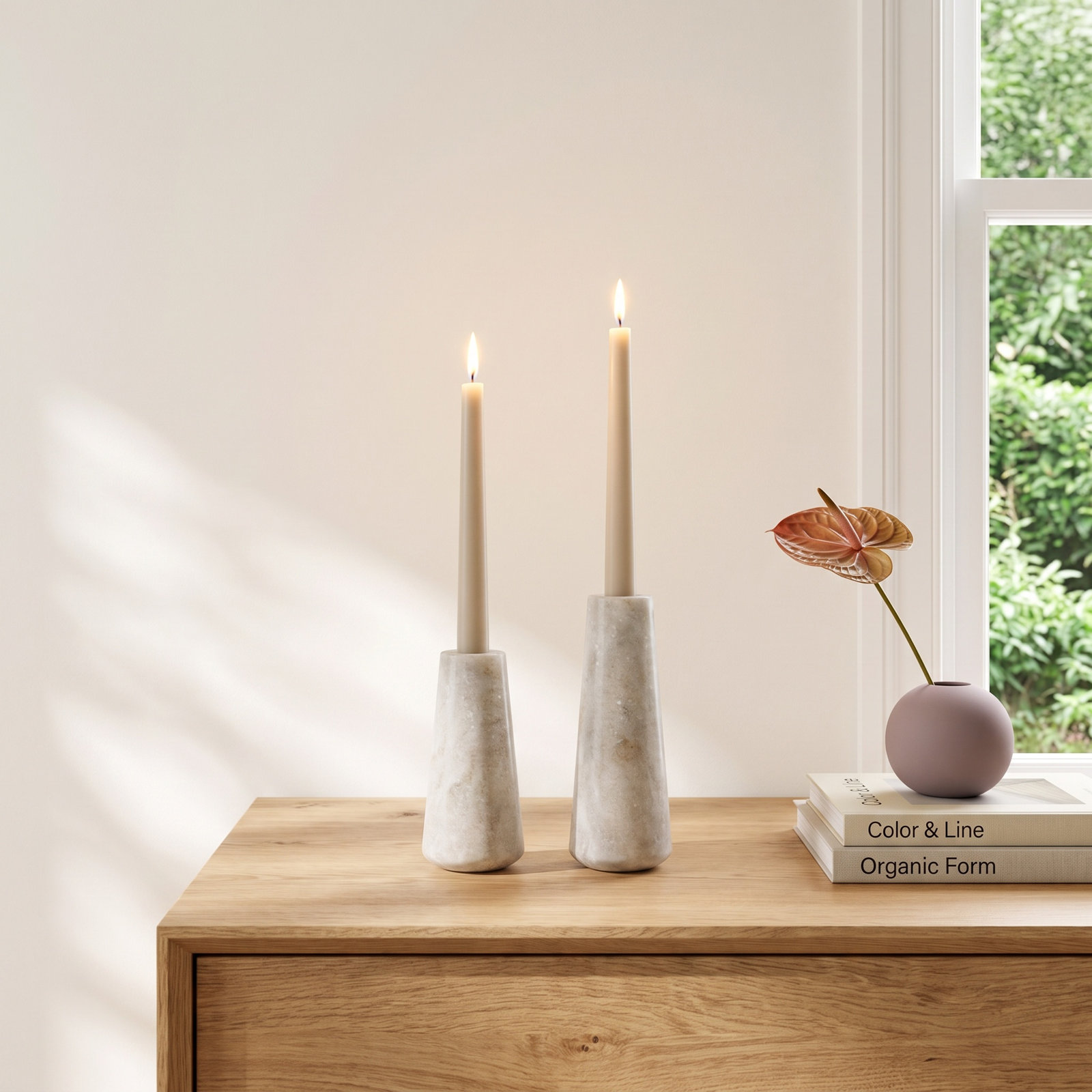 Tellis Genuine Marble Candlestick Holder