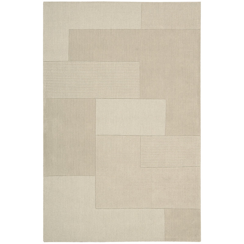 Tapis de zone beige en laine à tissage plat handwoven géométrique Bowery, Rectangle 3 pi 6 po x 5 pi 6 po