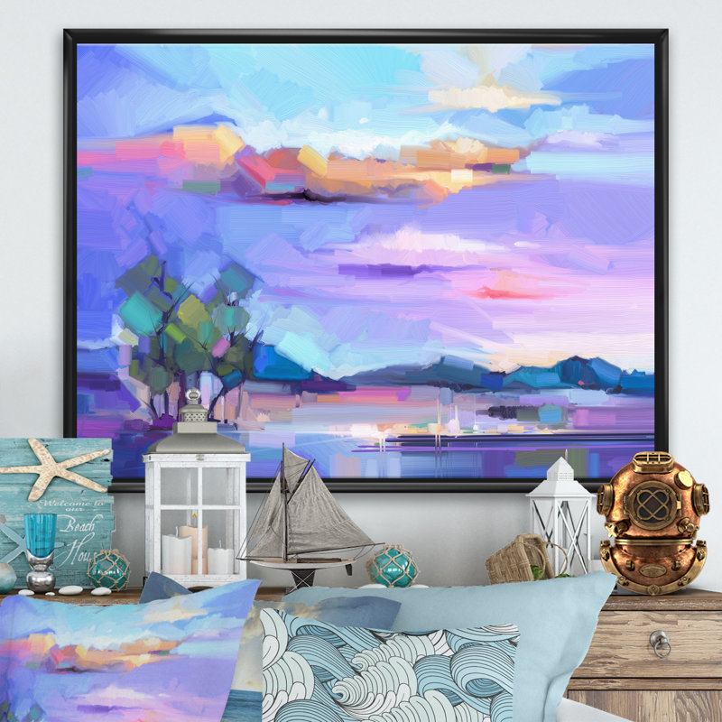 Impressionniste avec la rivière II - reproduction d'art sur toile, H 36 po x l 46 po x 1,5 po, Toile avec cadre noir