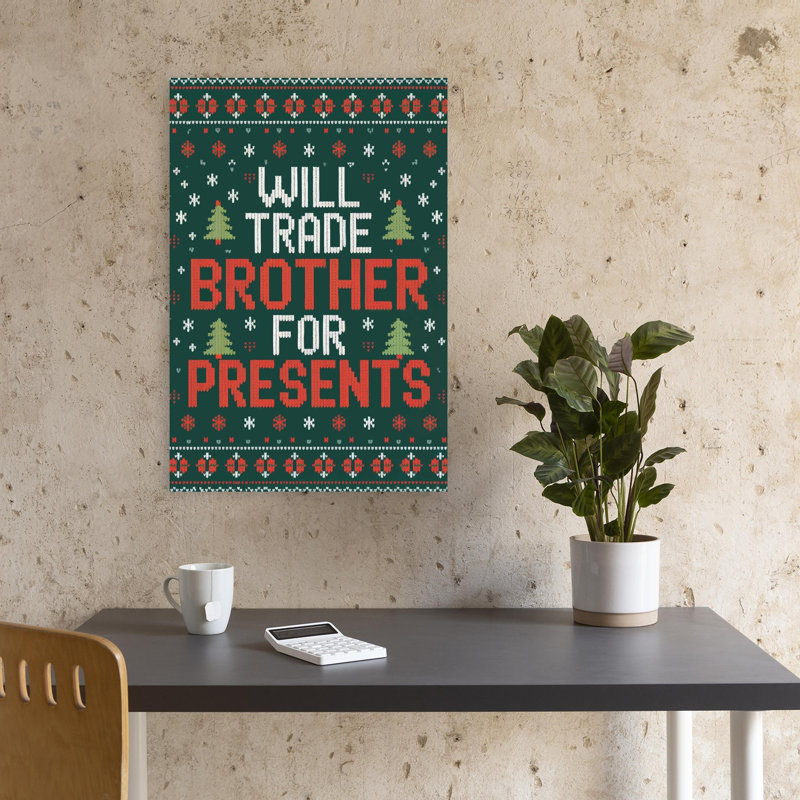 Funny Brother Christmas Sweater Abstract Contemporary Christmas Tree Winter Landscape Wall Art Print 1 Piece Wrapped Canvas Wall Art