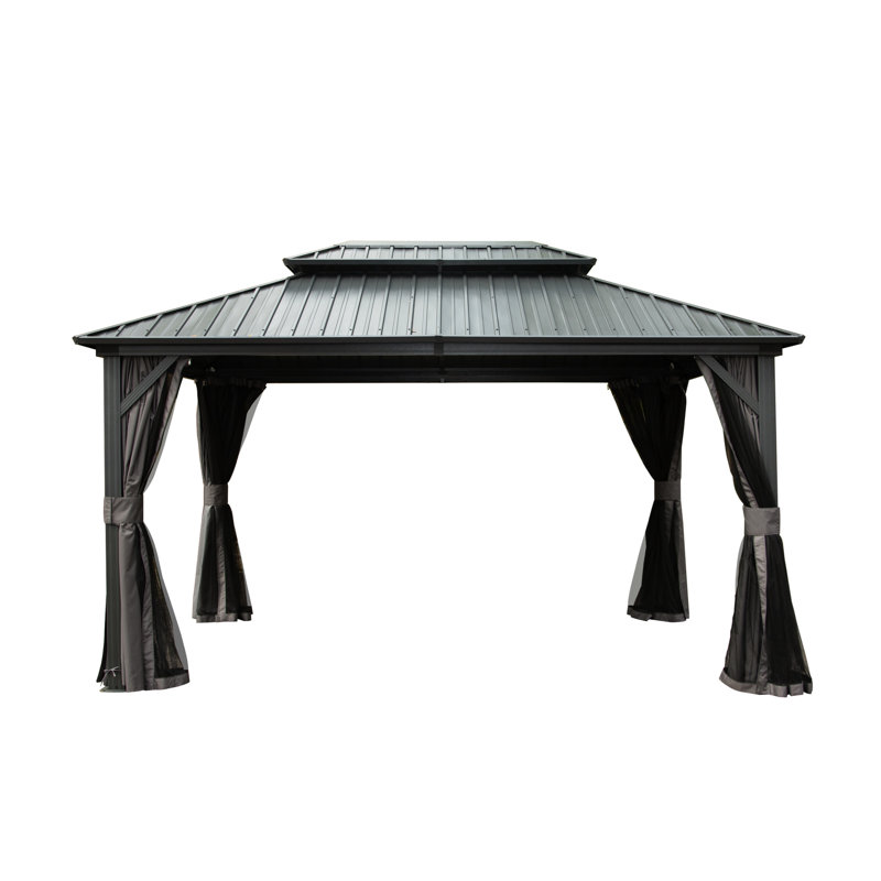 10X12 Ft Gazebo For Relaxation, Aluminum And Steel, Comfortable Patio, Backyard, Deck, Lawn 10' X 12' With Curtain Netting, Privacy