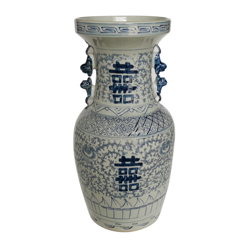 Vase de table en porcelaine intérieure/extérieure 18" blue