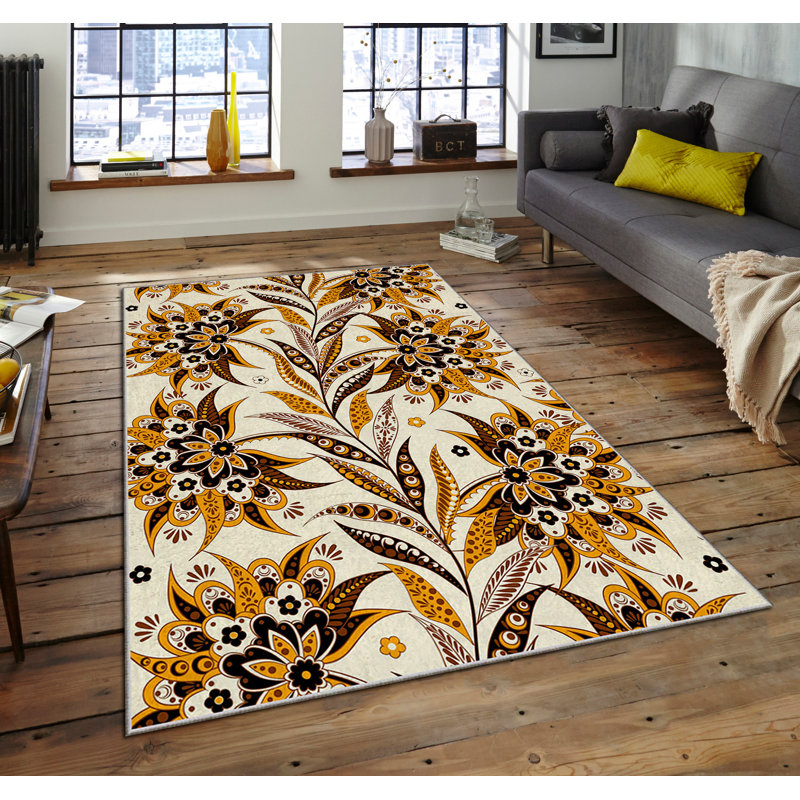 Luxurious Area Rug, 100% Polyester, 5.9 x 9.2 Feet | 740 g/m² Weight, Non-Slip Felt Dot Underside, Easy Clean Velvet Fabric, 0.08 in Pile Height | Machine Washable, Perfect for Living Room & Bedroom Décor