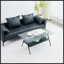 Table basse rectangulaire avec plateau en verre trempé et tablette en bois aggloméré noir-2133754120-2133754121
