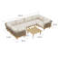 Ensemble de 7 pièces de mobilier de patio modulaire en bois d'acacia moderne, siège à corde résistant aux intempéries et table basse avec coussin moelleux