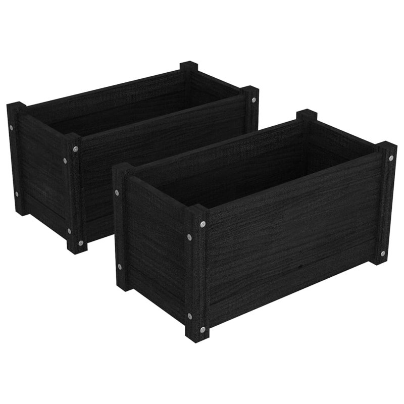 Boîte à fleurs en bois pour l'extérieur, H 12,2 po x l 23,6 po x P 12,2 po, Noir