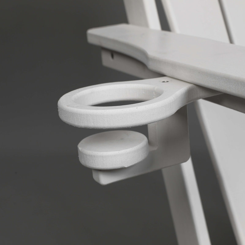 HDPE Folding Adirondack Chair With Dual Cup Holder, White