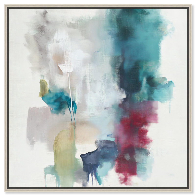 Art Remedy, toile abstraite, île émeraude IV, H 31 po x l 31 po, Encadrement argenté