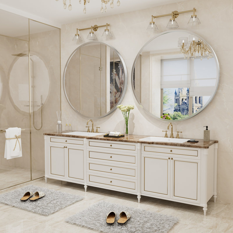 Miroir mural Amara, 48 po x 48 po, Argent brossé