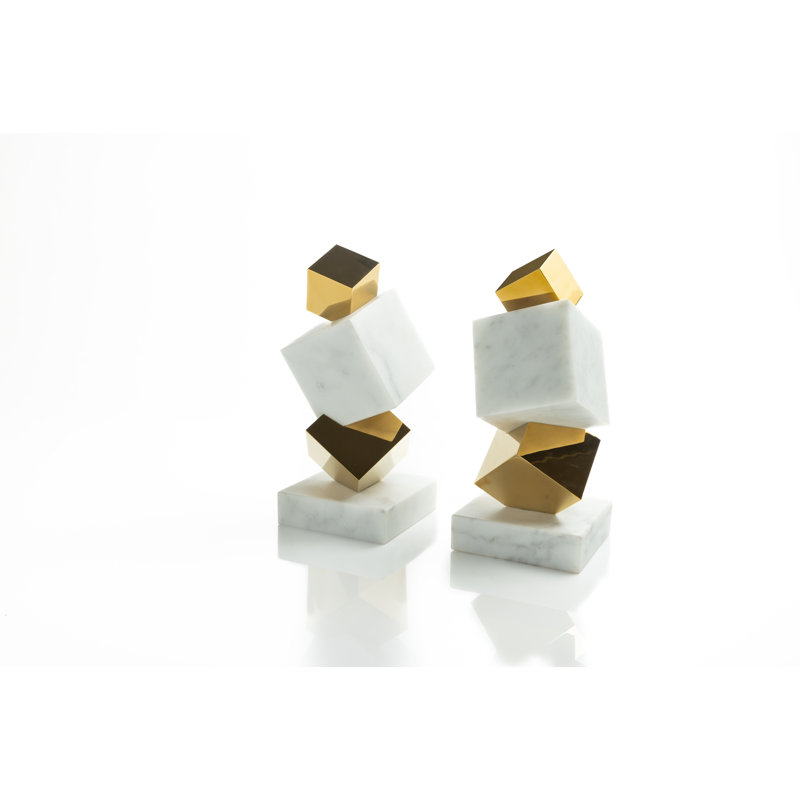 ANNA New York Torre Handmade Abstract Figurines & Sculptures, White/Gold
