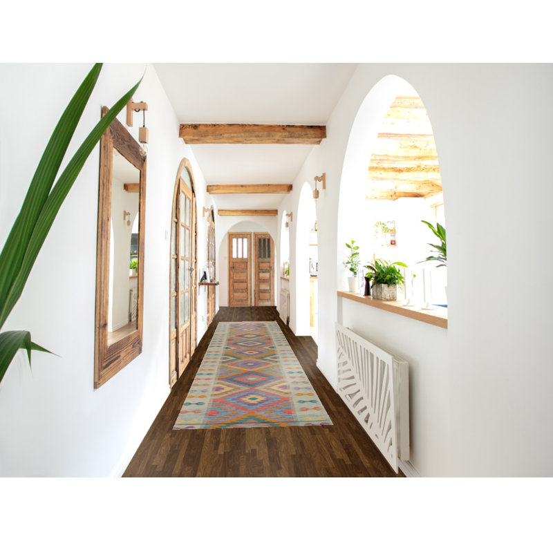 Tapis de couloir en laine South Western Kilim 3 x 16