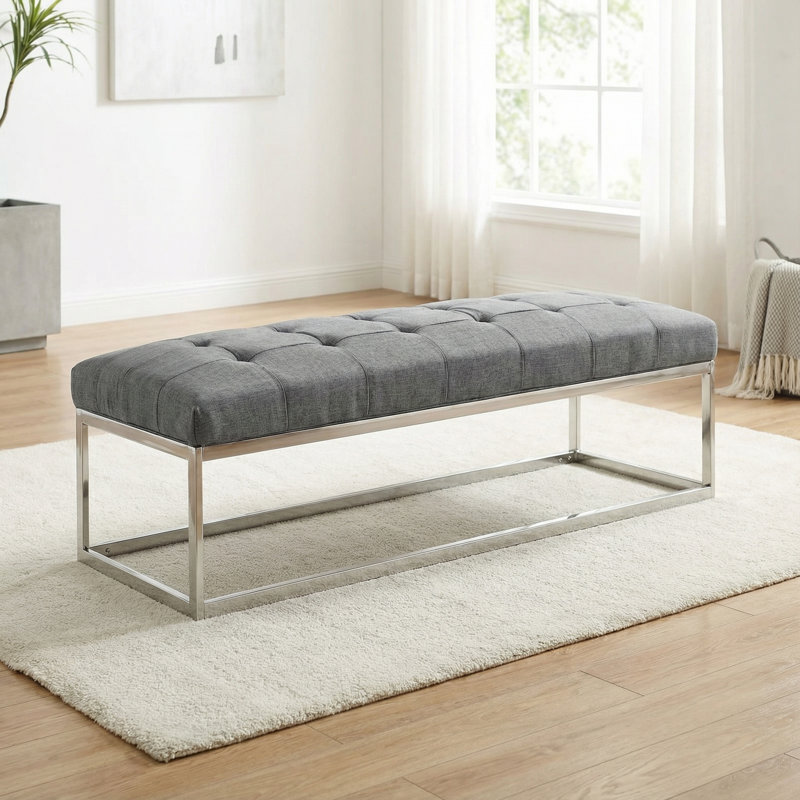 Cheab Vinyl Upholstered Bench, Gray