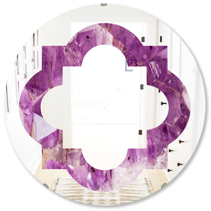Miroir mural éclectique quadrilobe améthyste, H 31,5 po x l po