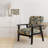 Cobalt Blue Scrollwork Swirls Victorian Pattern II - Upholstered Floral Accent Chair-1244380949
