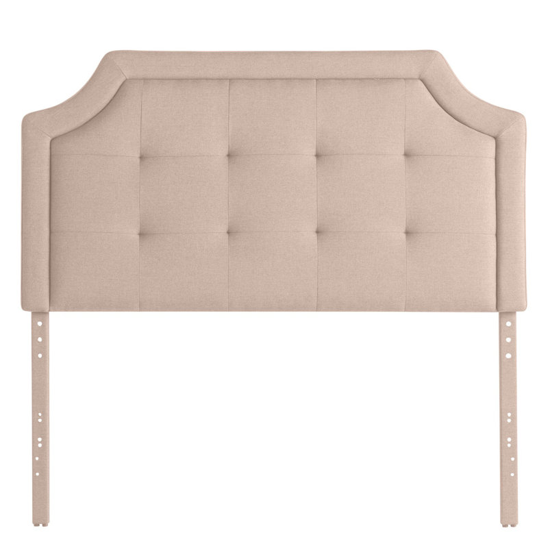 Lucid Upholstered Headboard with Scooped Corners and Square Tufting, Adjustable Height 51.3"–59.1", Oatmeal, Queen, Queen