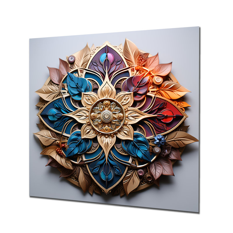 Impression sur toile Golden Golden Turquoise - Boho Mandala, Métal métal, H 16 po x l 16 po x P 1 po