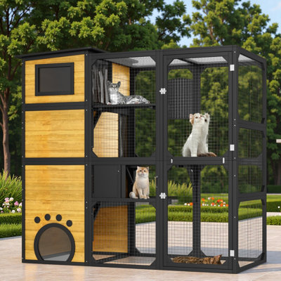 Maison d'extérieur pour chat avec plateformes et salles de repos