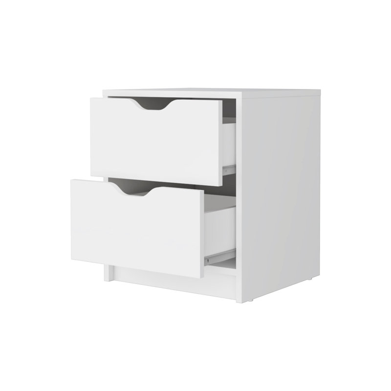 La table de chevet de la chambre à coucher 2 en blanc - Améliore le niveau d'organisation avec des tiroirs spacieux idéaux pour une utilisation