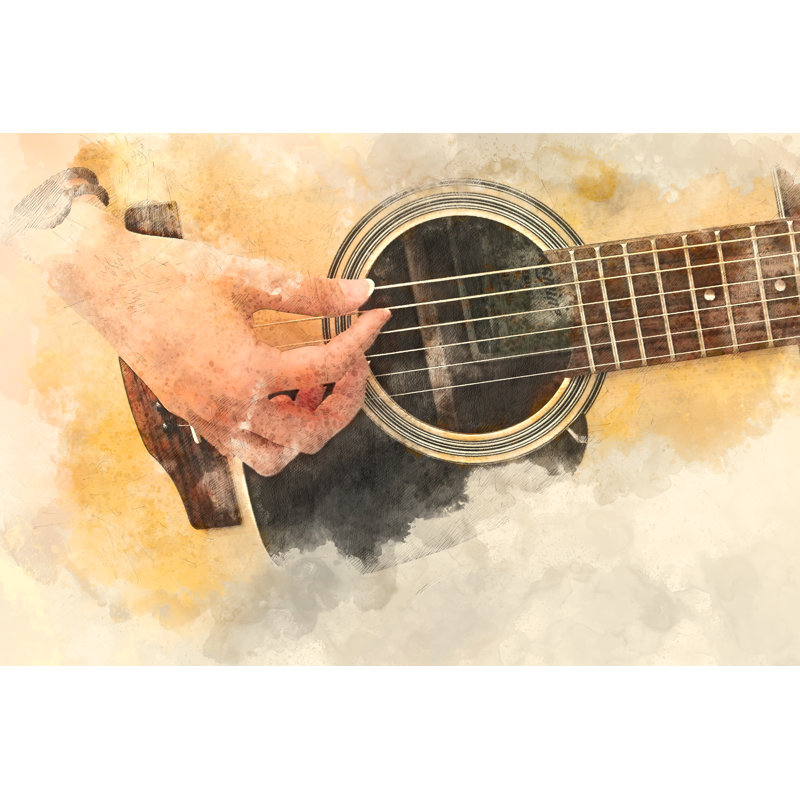 Heatherfield Digital Of Guitarist by Punnarong - Wrapped Canvas Print, 81cm H x 122cm W x 3.8cm D