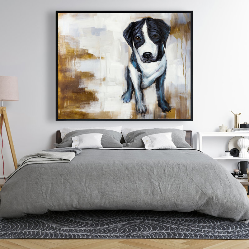 Chien assis - Toile encadrée industrielle pour décoration intérieure