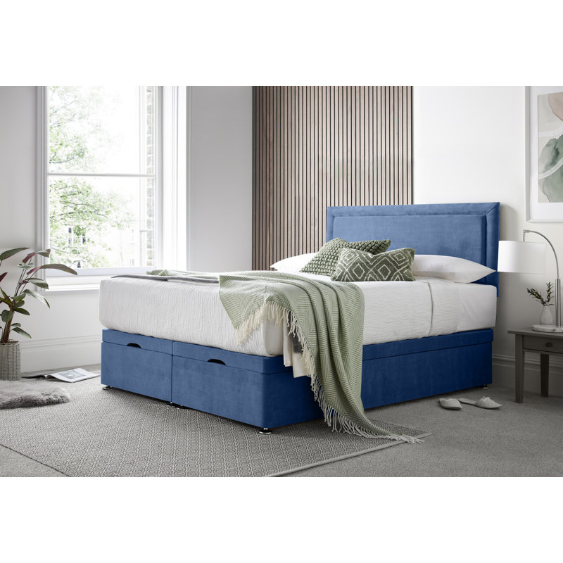 Charlie Naple Divan End Lift with 24" Headboard on Struts, Blue, Small Double (4')